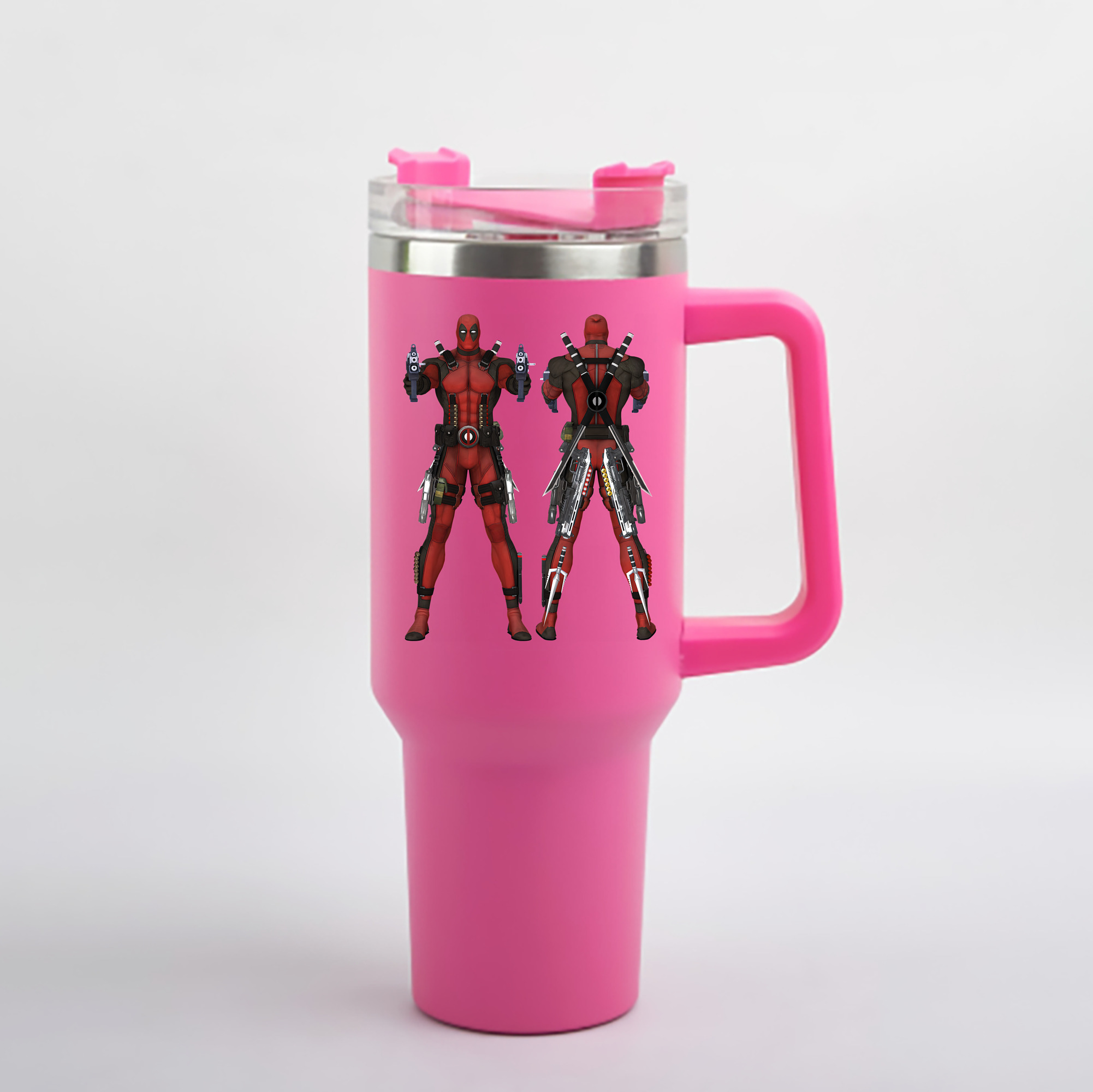 （画像用） Deadpool デッドプール 1200mL車用タンブラー - クリスタルステッカー（プラスチックストロー付き）